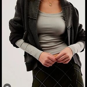 We The Free Ribbed Knit Cardigan in Charcoal